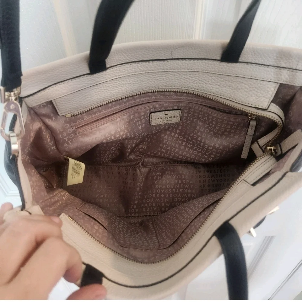 Kate Spade Holden Street Lanie Color Block Navy Cream Satchel Crossbody Tassel - Picture 5 of 11